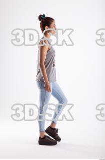 Walking photo references of Molly blue jeans womna singlet 0008